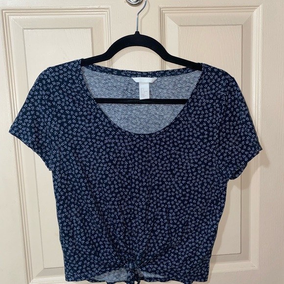 H&M Cropped floral front-tie top - Picture 1 of 2